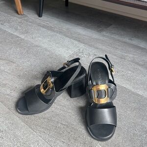See By Chloe Black and Gold Sandals